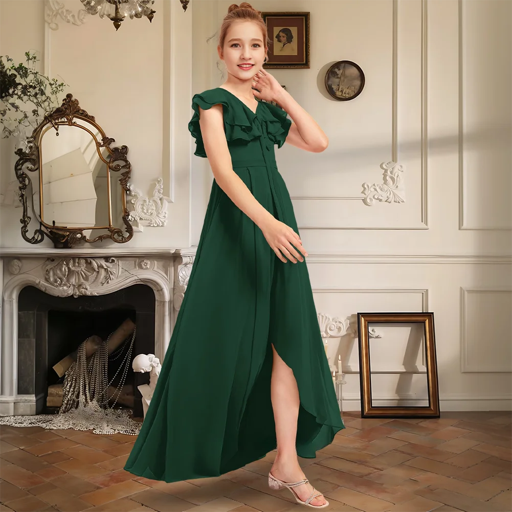 A Line V Neck Floor Length Chiffon Junior Bridesmaid Dress With Bow Short Sleeve Flower Girl Dress Wedding Party Special Formal
A Line V Neck Floor Length Chiffon Junior Bridesmaid Dress With Bow Short Sleeve Flower Girl Dress Wedding Party Special Formal