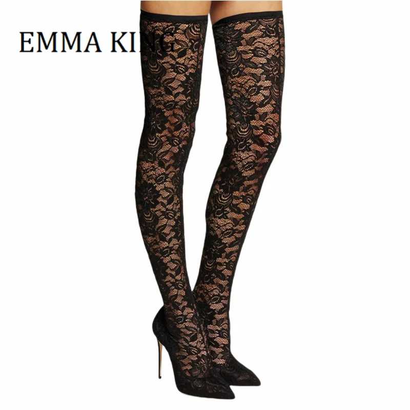 Women Black Lace Thigh High Boots Sexy Pointed Toe High Stiletto Heel Over The Knee Boot Fashion Slip On Ladies High Heel Botas
Women Black Lace Thigh High Boots Sexy Pointed Toe High Stiletto Heel Over The Knee Boot Fashion Slip On Ladies High Heel Botas