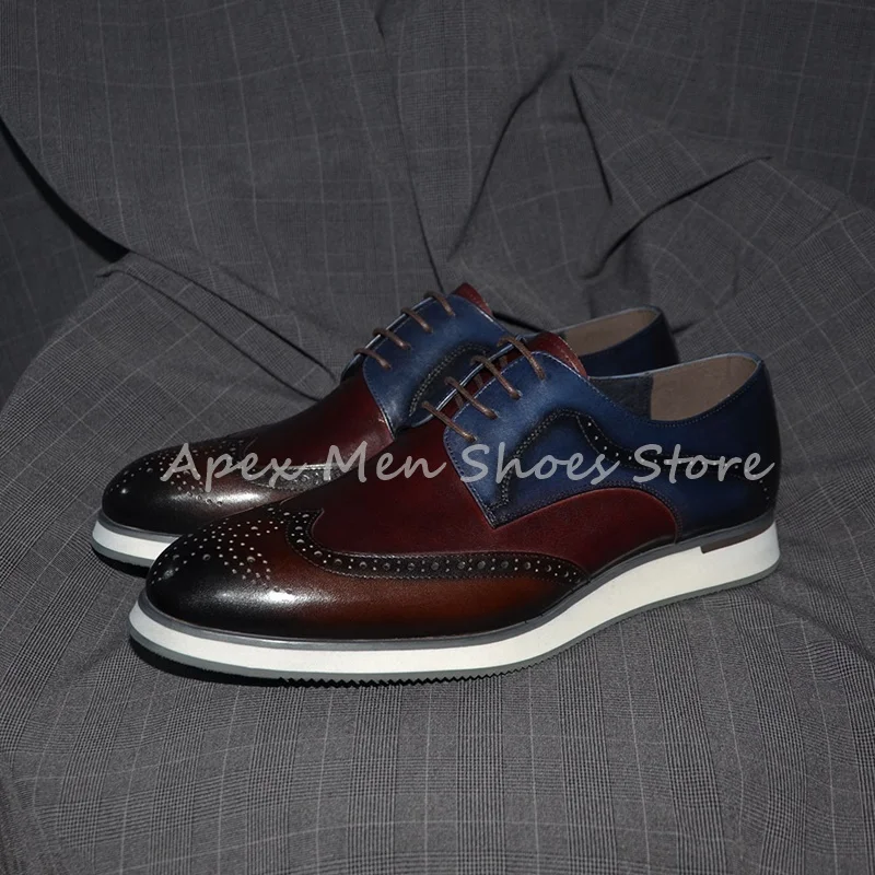 Leisure Dark Brown Brogue Dress Shoes Burgundy Mixed Colors Genuine Leather Handmade Men's Shoes Business Lace Up Casual Shoes
Leisure Dark Brown Brogue Dress Shoes Burgundy Mixed Colors Genuine Leather Handmade Men's Shoes Business Lace Up Casual Shoes