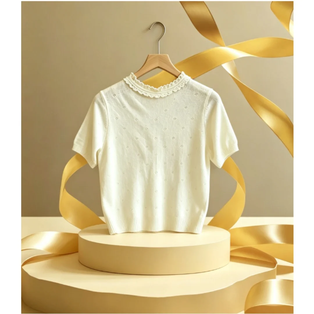 Summer New Style Women's Fashionable Bow Tie Short-sleeved Knitted Sweater
Summer New Style Women's Fashionable Bow Tie Short-sleeved Knitted Sweater