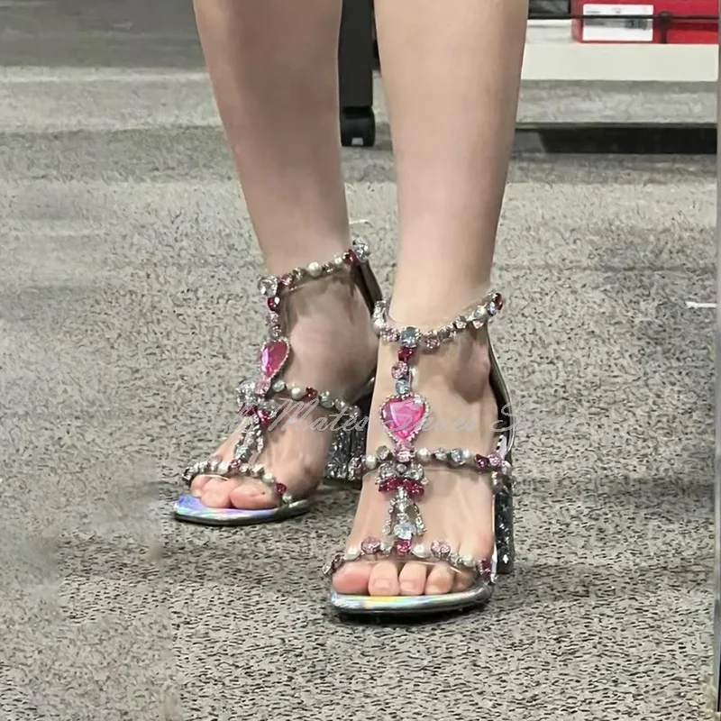 Silver Thick Heel Diamond Sandals Pink Gem Design Elegant Women's Dress Shoes Evening Bling Back Zipper Comfortable Pumps
Silver Thick Heel Diamond Sandals Pink Gem Design Elegant Women's Dress Shoes Evening Bling Back Zipper Comfortable Pumps