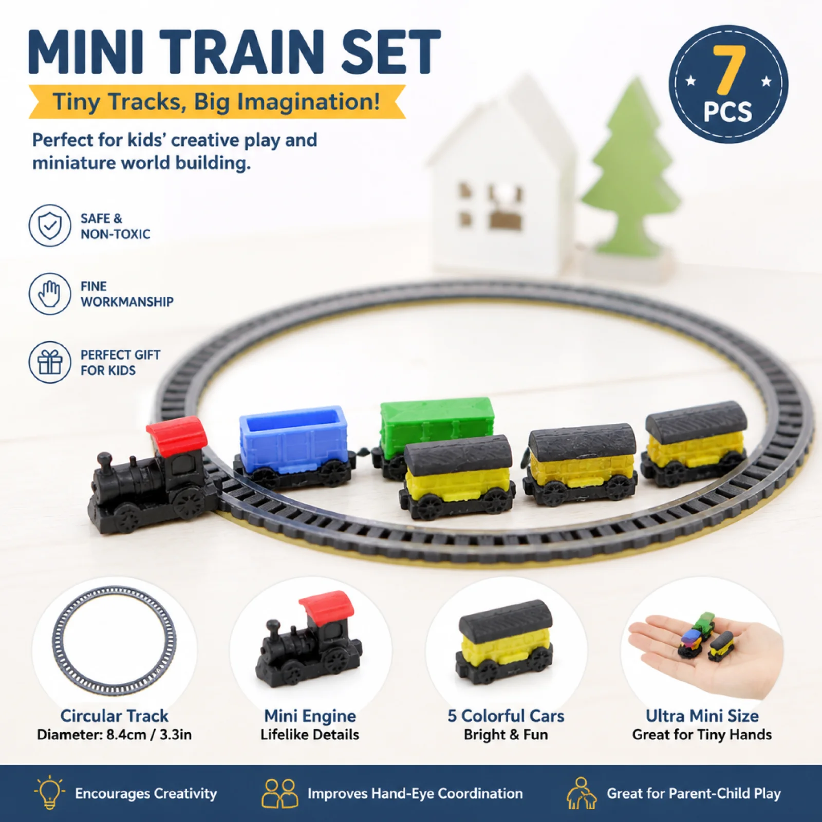 Dollhouse Train Set Highly Detailed Miniature Train Track Model Fine Craftsmanship Even Edges for Hobbyists Miniature Scene
Dollhouse Train Set Highly Detailed Miniature Train Track Model Fine Craftsmanship Even Edges for Hobbyists Miniature Scene