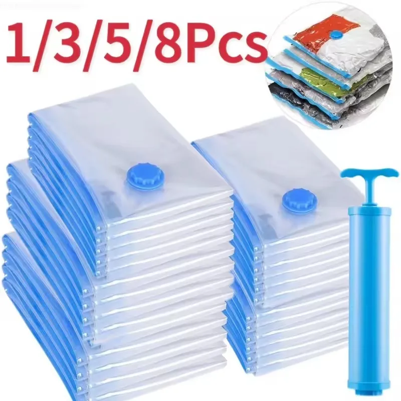 1-8 Pieces Vacuum Bags and Pump Covers for Clothes Storage Organizer Large Compression Empty Bags Travel Accessories Container
1-8 Pieces Vacuum Bags and Pump Covers for Clothes Storage Organizer Large Compression Empty Bags Travel Accessories Container