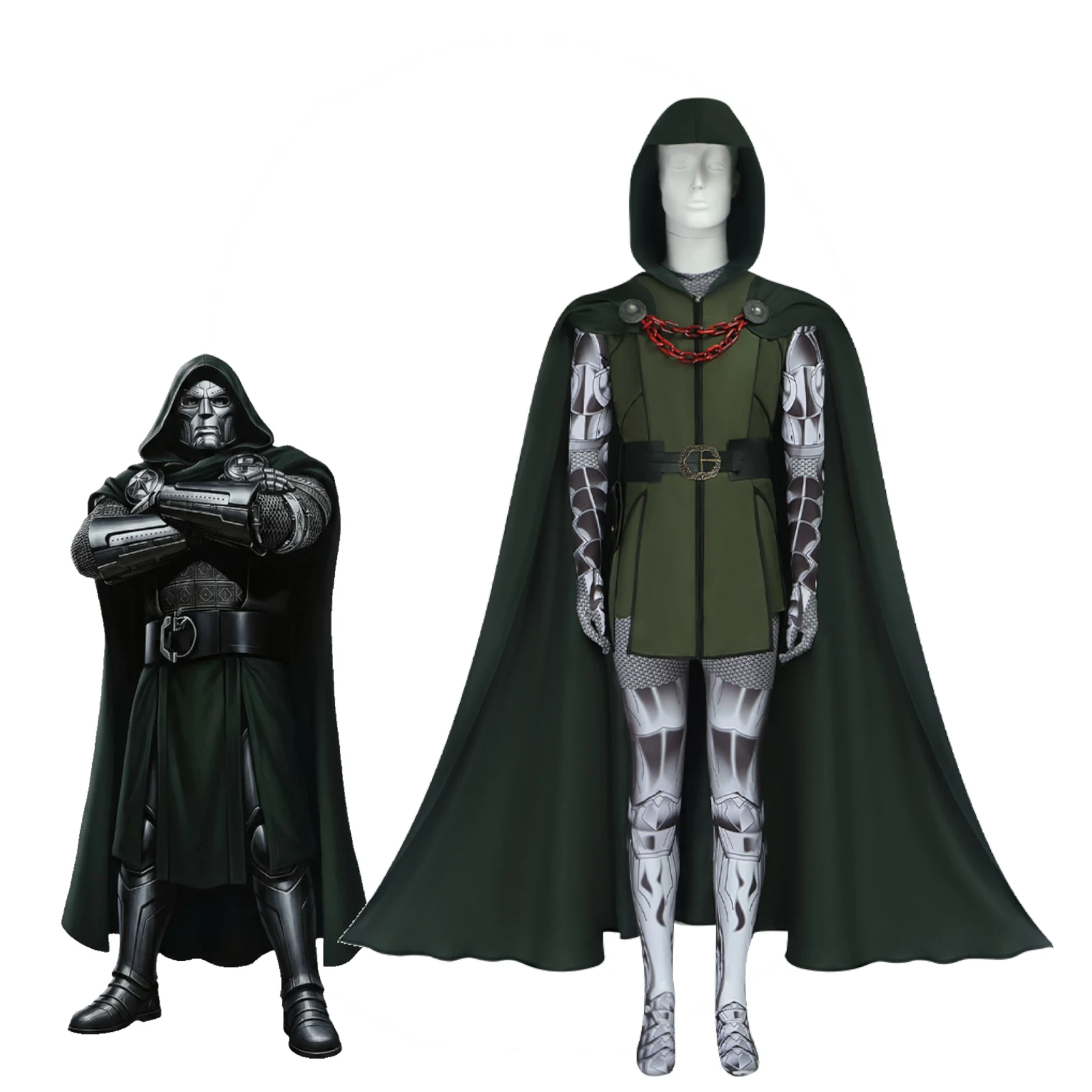 Doctor Doom Cosplay Costume Green Vest Jumpsuit With Cape Set Adult Halloween Men's Costume
Doctor Doom Cosplay Costume Green Vest Jumpsuit With Cape Set Adult Halloween Men's Costume