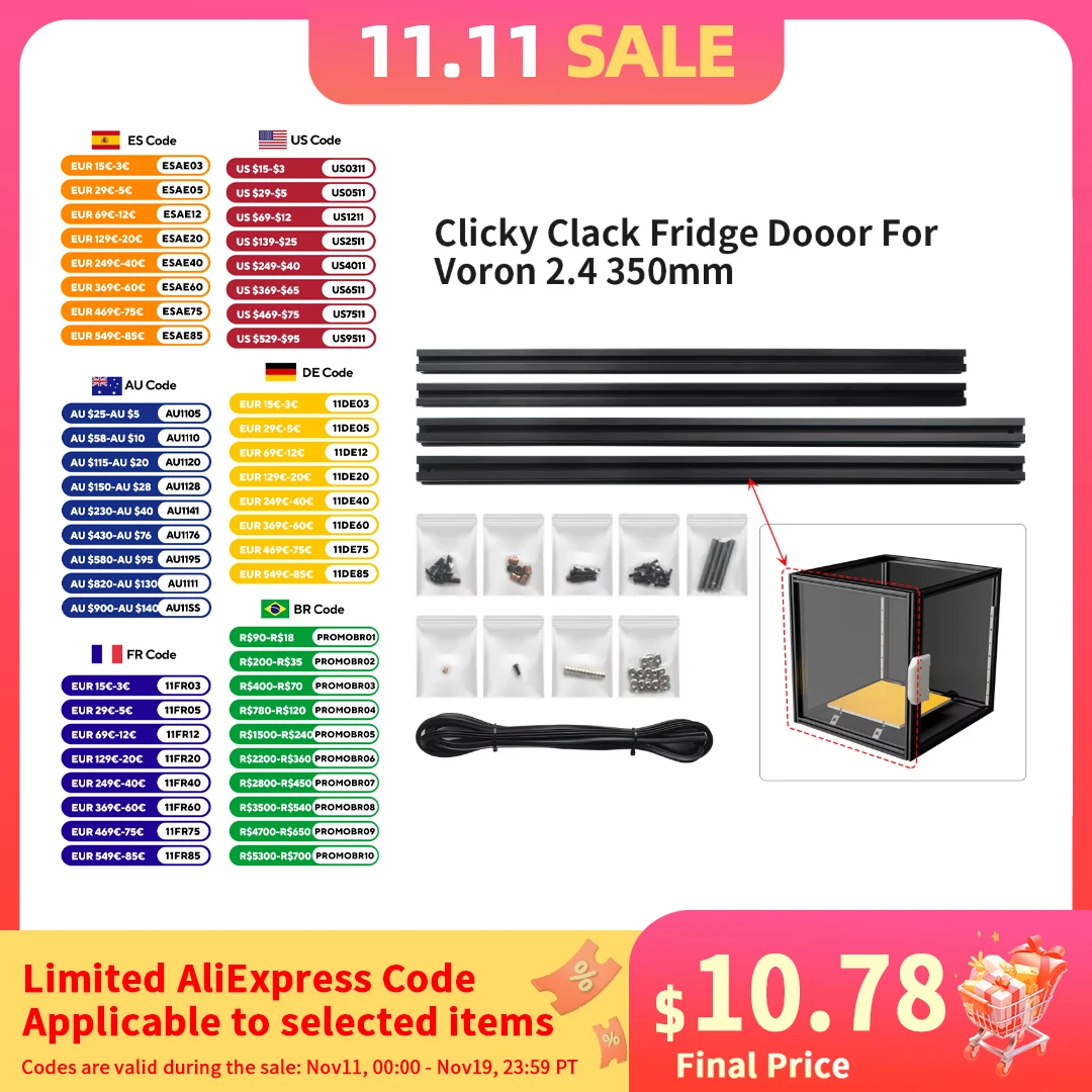 Набор для двери холодильника FYSETC Clicky-Clack для Voron 2,4 350m Voron Trident Clicky Clack Door без панели, аксессуары для 3D-принтера
Набор для двери холодильника FYSETC Clicky-Clack для Voron 2,4 350m Voron Trident Clicky Clack Door без панели, аксессуары для 3D-принтера