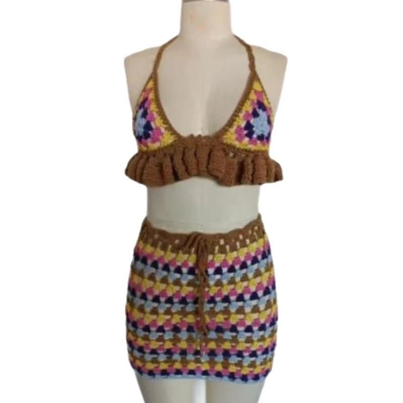 2 PCS Women's Handmade Crochet Flounce Crop Top And Skirt Wrap Knit Dress Boho Beach Sexy Hollow Out Bikini Cover-Up Swimwear
2 PCS Women's Handmade Crochet Flounce Crop Top And Skirt Wrap Knit Dress Boho Beach Sexy Hollow Out Bikini Cover-Up Swimwear