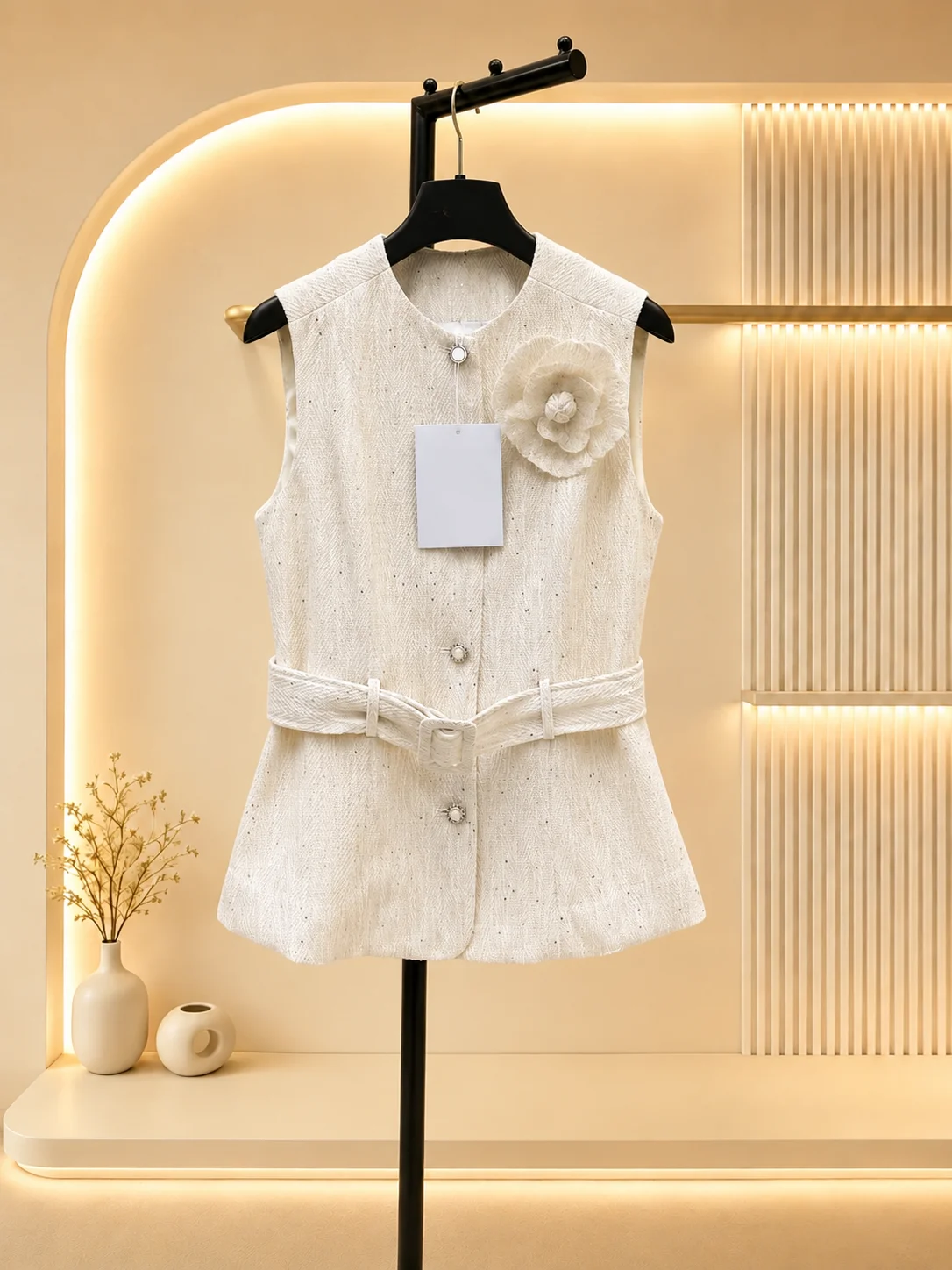 2026 Women Vest Sleek Fitted Sleeveless Floral Embellishment Matching Waist Belt
2026 Women Vest Sleek Fitted Sleeveless Floral Embellishment Matching Waist Belt