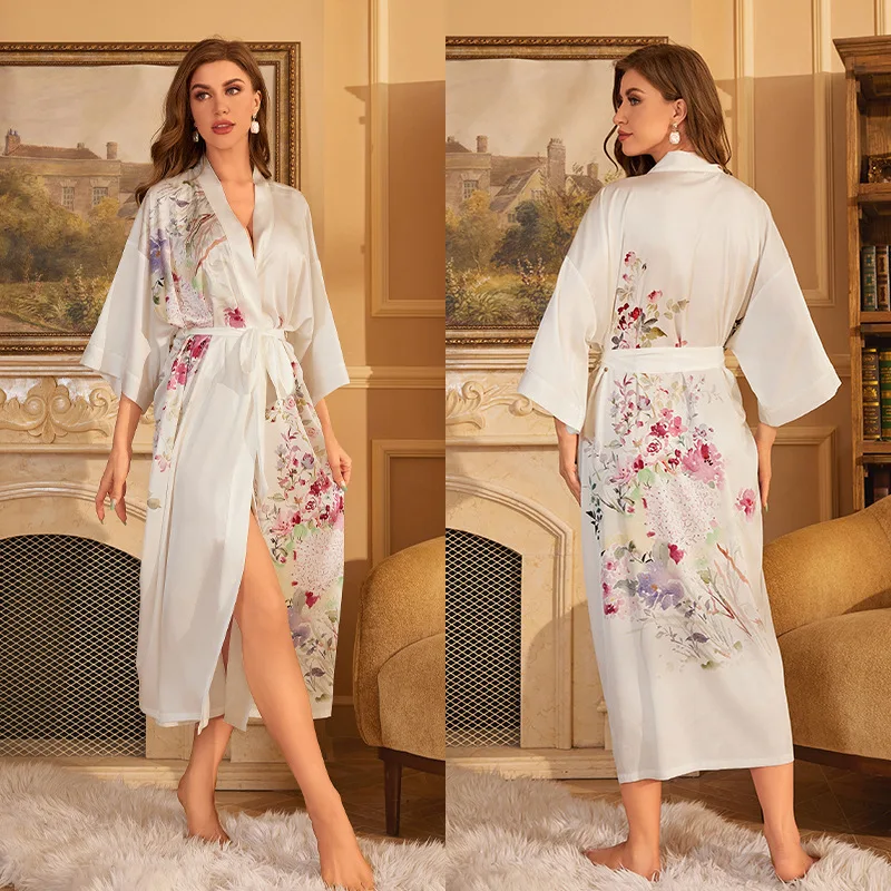 Plus Size Pajamas Satin Nightgowns Luxury Ice Silk Floral Print Robe Bathrobe Homewear Pajamas for Women
Plus Size Pajamas Satin Nightgowns Luxury Ice Silk Floral Print Robe Bathrobe Homewear Pajamas for Women