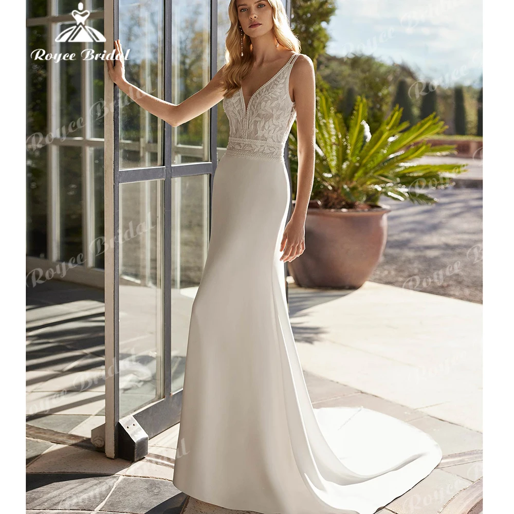 Roycebridal Satin Sheath Boho Wedding Dress 2026 Lace Embroidery Wedding Gown V Neck Bridal Gown vestidos de novia Customized
Roycebridal Satin Sheath Boho Wedding Dress 2026 Lace Embroidery Wedding Gown V Neck Bridal Gown vestidos de novia Customized