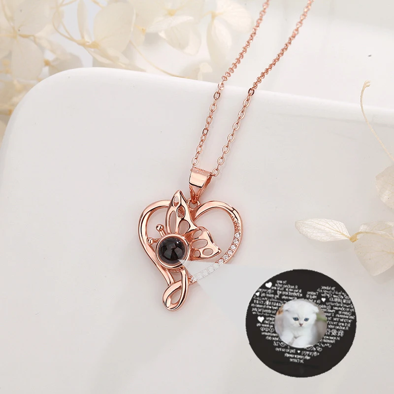 925 Silver Personalized Photo Projection Necklace Simple Hollow Butterfly Heart Customizable Name and Picture Pendant for women
925 Silver Personalized Photo Projection Necklace Simple Hollow Butterfly Heart Customizable Name and Picture Pendant for women