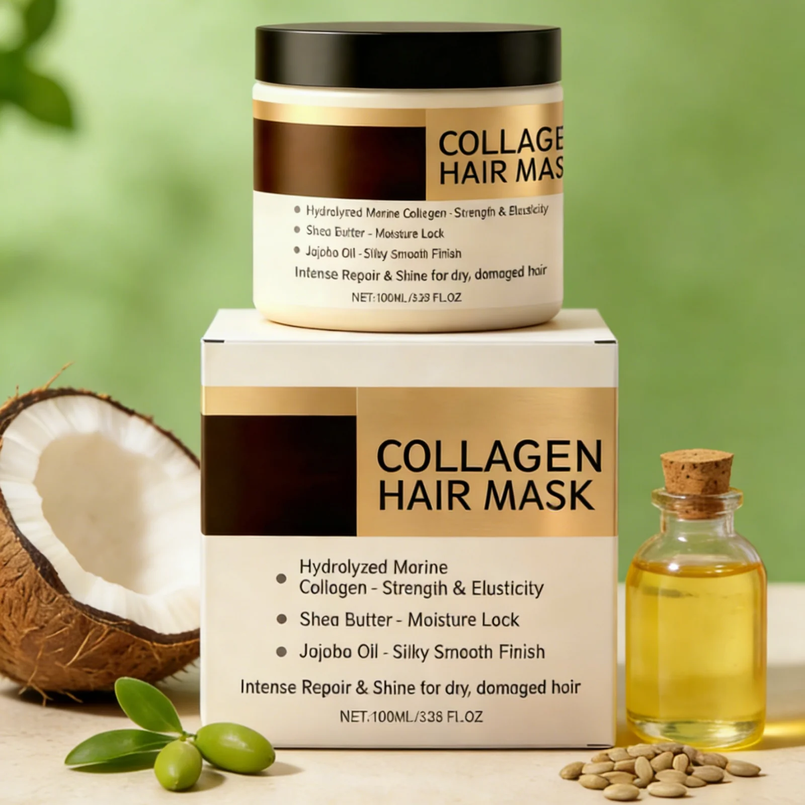 Keratin and Collagen Hair Mask Argan Oil Treatment for Damaged Hair Smoothing Shea Butter Moisturizing Hair Growth Mask 100ml
Keratin and Collagen Hair Mask Argan Oil Treatment for Damaged Hair Smoothing Shea Butter Moisturizing Hair Growth Mask 100ml