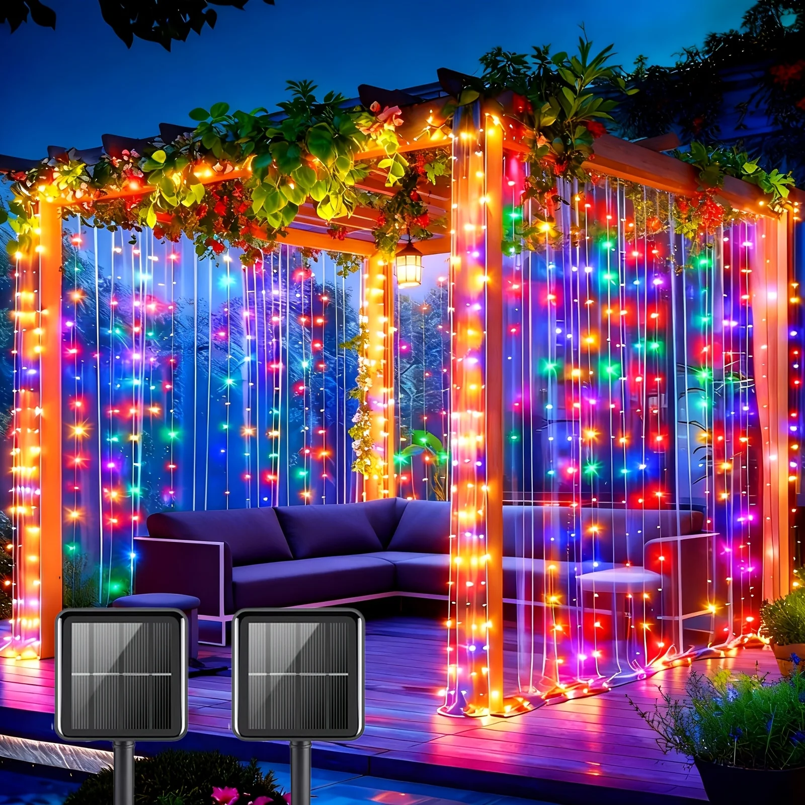 2Pack Solar Curtain Light, 600/400/200LED Fairy String Light 8 Adjustable Strips String Lights for Outdoor
2Pack Solar Curtain Light, 600/400/200LED Fairy String Light 8 Adjustable Strips String Lights for Outdoor