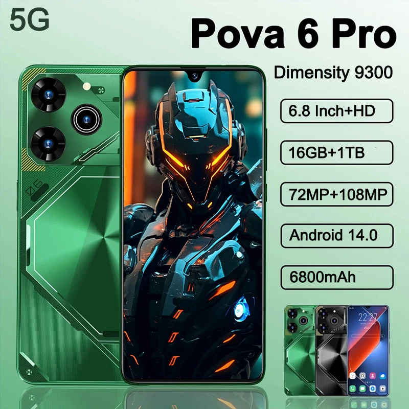 BIG SALE Global Version Mobile Phones Pova 6 Pro 7.3 inch cell phones 16+1TB 5G Dual SIM Smartphone Android Face unlocked
BIG SALE Global Version Mobile Phones Pova 6 Pro 7.3 inch cell phones 16+1TB 5G Dual SIM Smartphone Android Face unlocked