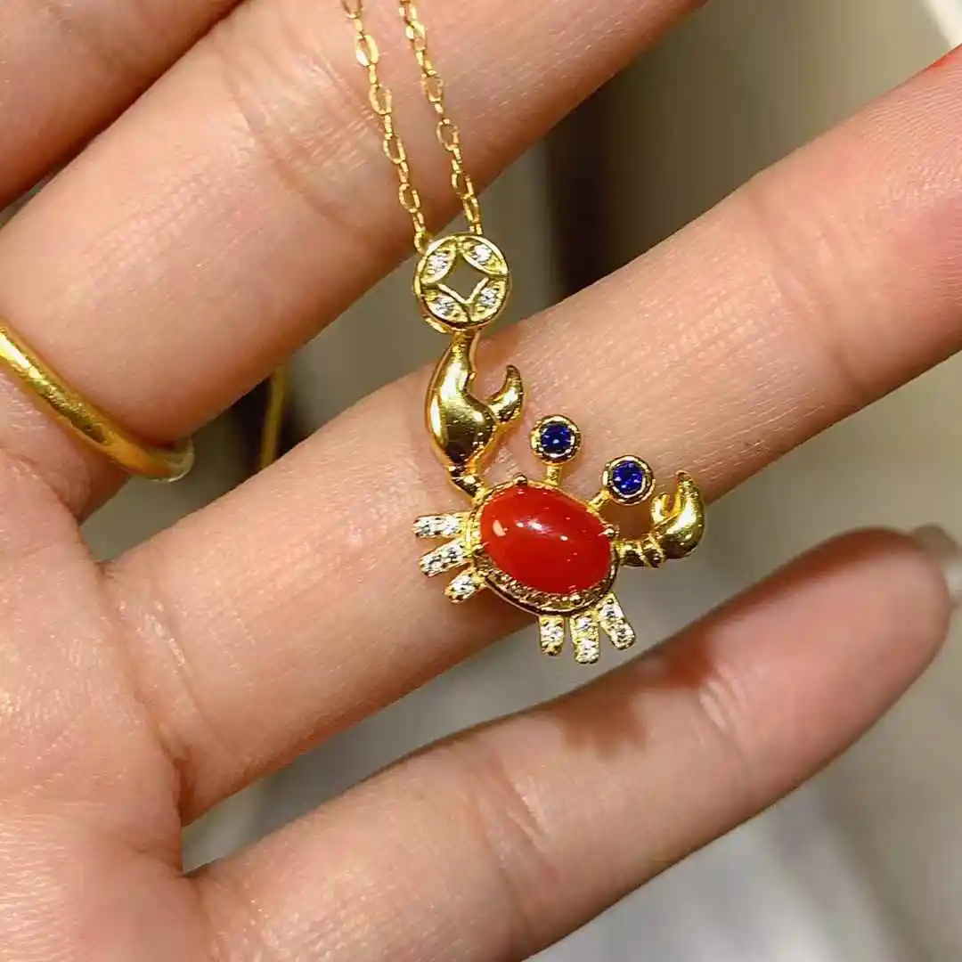 KJJEAXCMY Fine Jewelry 925 Sterling silver natural Red Coral ladies new yellow gold Crab pendant to give girlfriend birthday
KJJEAXCMY Fine Jewelry 925 Sterling silver natural Red Coral ladies new yellow gold Crab pendant to give girlfriend birthday