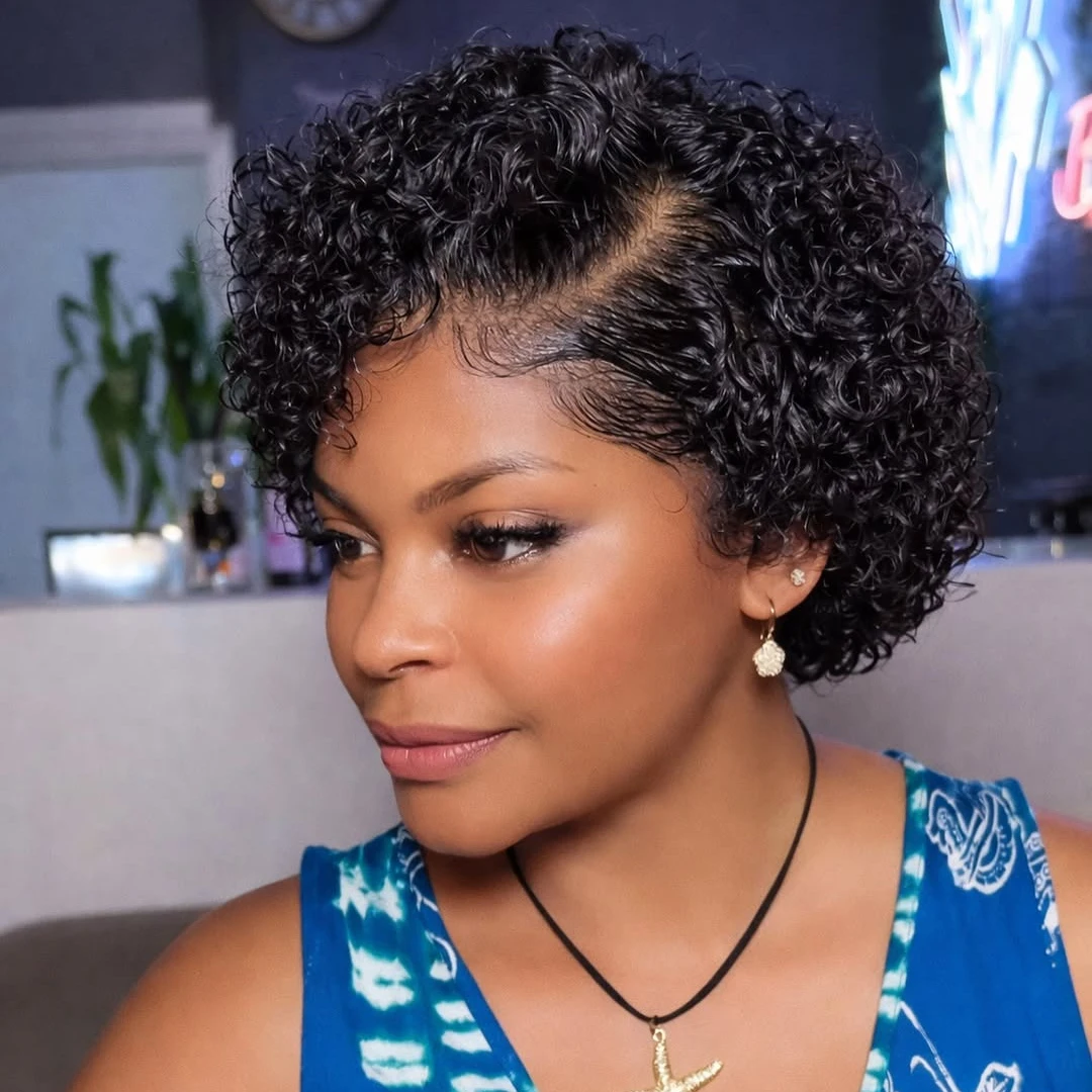 Short Curly Human Hair Wigs Pixie Cut Wig 13X1 Wet and Wavy Lace Frontal Wigs for Black Women Layered Lightweight and Breathable Pixie Cut Wig Human Hair
Short Curly Human Hair Wigs Pixie Cut Wig 13X1 Wet and Wavy Lace Frontal Wigs for Black Women Layered Lightweight and Breathable Pixie Cut Wig Human Hair