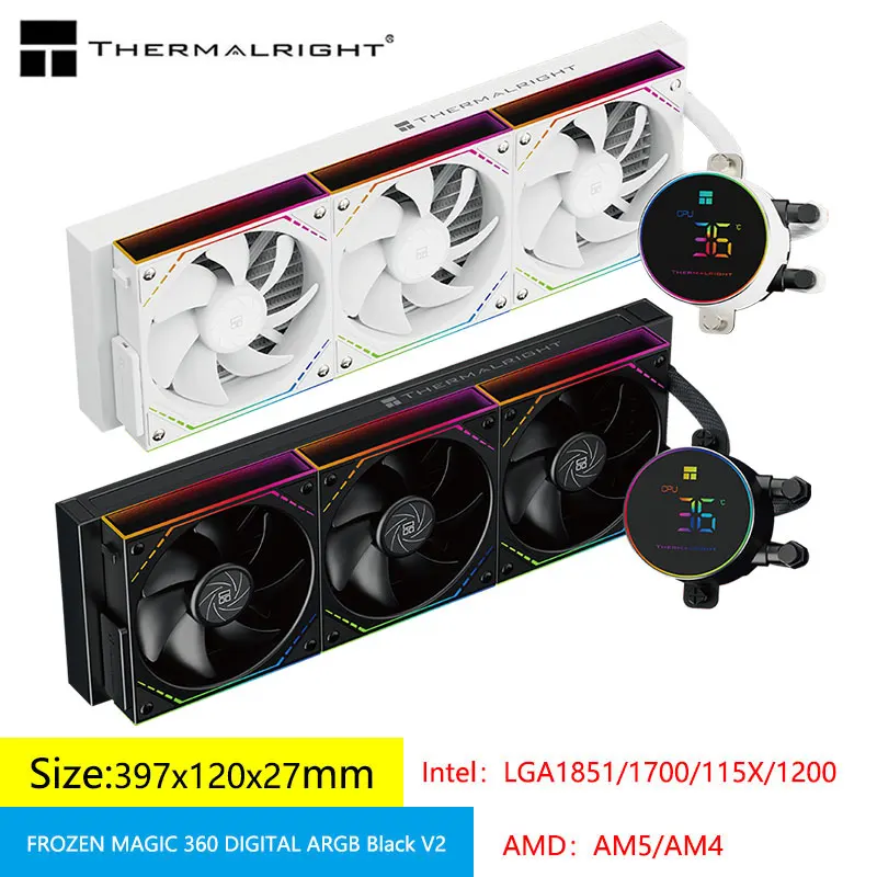 Thermalright FROZEN MAGIC DIGITAL ARGB V2 Integrated digital display water cooling radiator/LGA1851/AM5/Wireless splicing fan
Thermalright FROZEN MAGIC DIGITAL ARGB V2 Integrated digital display water cooling radiator/LGA1851/AM5/Wireless splicing fan