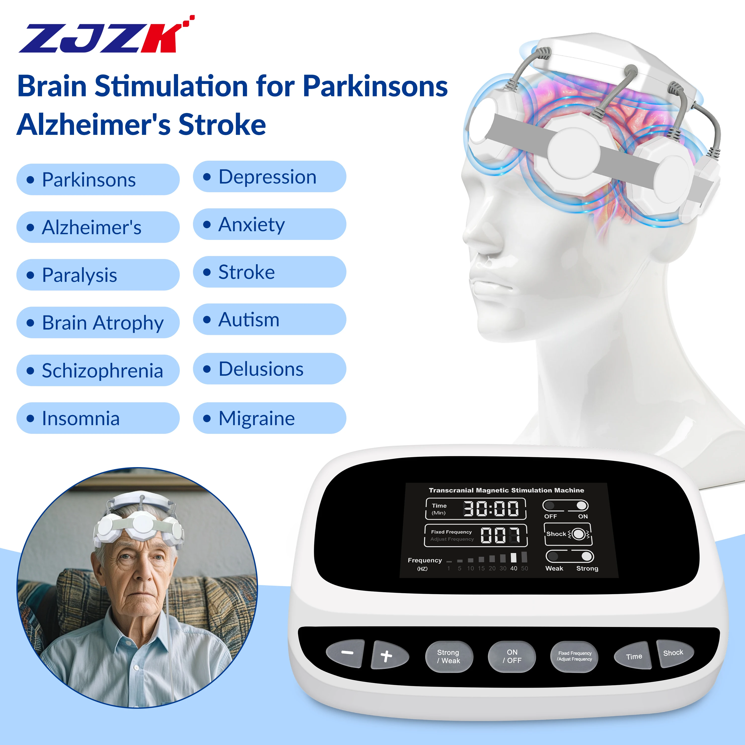 ZJZK RTMS Магнитное устройство для стимуляции мозга Портативное устройство для домашнего использования, облегчение депрессии, лечение бессонницы, облегчение тревоги, неинвазивное
ZJZK RTMS Магнитное устройство для стимуляции мозга Портативное устройство для домашнего использования, облегчение депрессии, лечение бессонницы, облегчение тревоги, неинвазивное