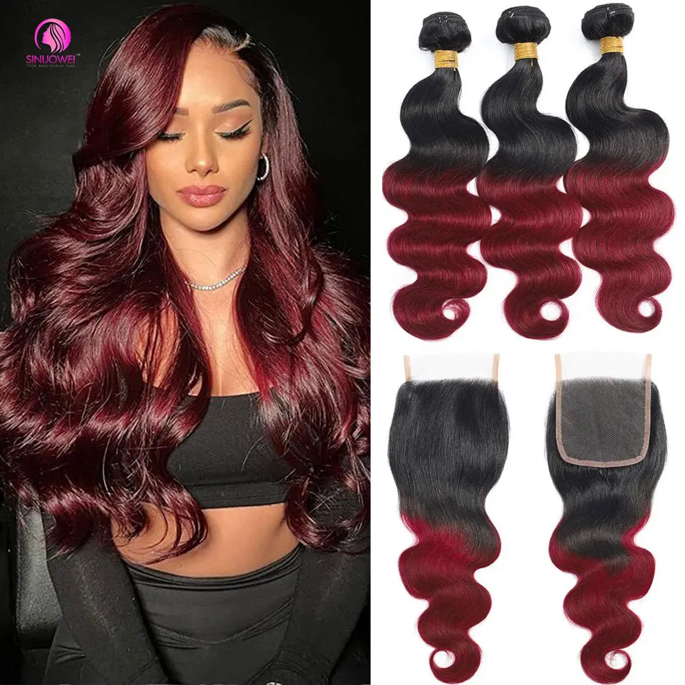 1B/99j Body Wave Bundles With Closure 100% Human Hair 3/4 Bundles Brazilian Virgin Hair Bundle Colored Extensions For Wome
1B/99j Body Wave Bundles With Closure 100% Human Hair 3/4 Bundles Brazilian Virgin Hair Bundle Colored Extensions For Wome
