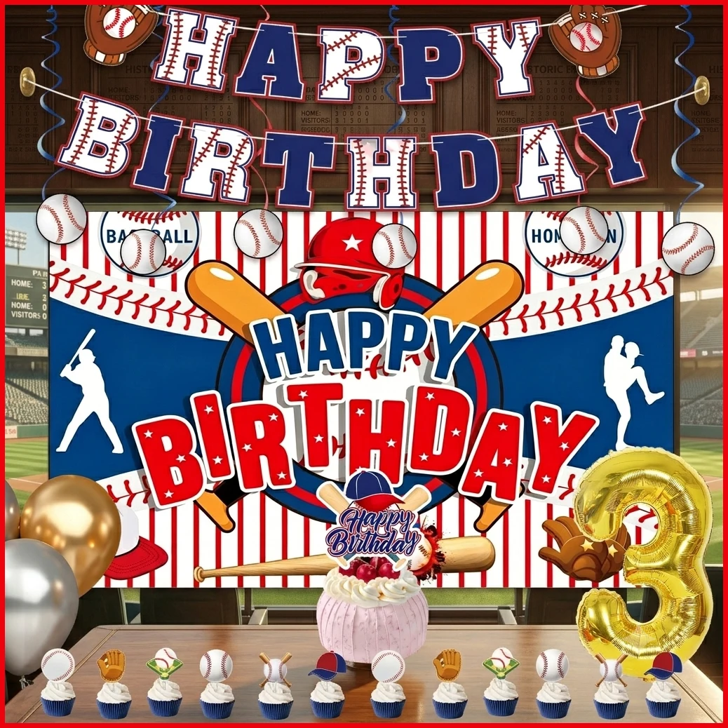 Baseball Theme Children's Birthday Party Decoration Set Digital Balloon Banner Sling Backdrop Cake Topper Baby Shower Kid Favor
Baseball Theme Children's Birthday Party Decoration Set Digital Balloon Banner Sling Backdrop Cake Topper Baby Shower Kid Favor
