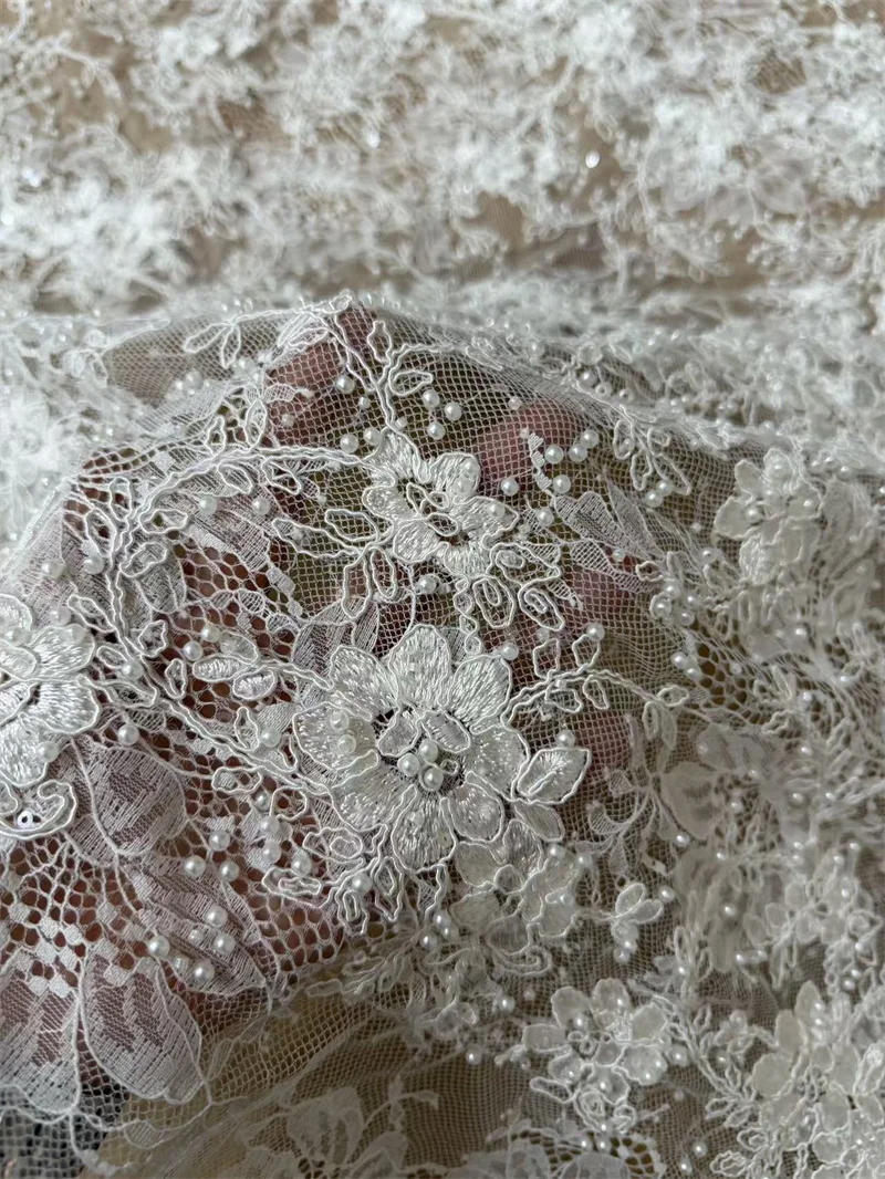 Beauty Corded Embroidery French Chantilly Lace with Rich Pearl Detail Good Quality Wedding Grow Lace Fabric Sold by Yard
Beauty Corded Embroidery French Chantilly Lace with Rich Pearl Detail Good Quality Wedding Grow Lace Fabric Sold by Yard
