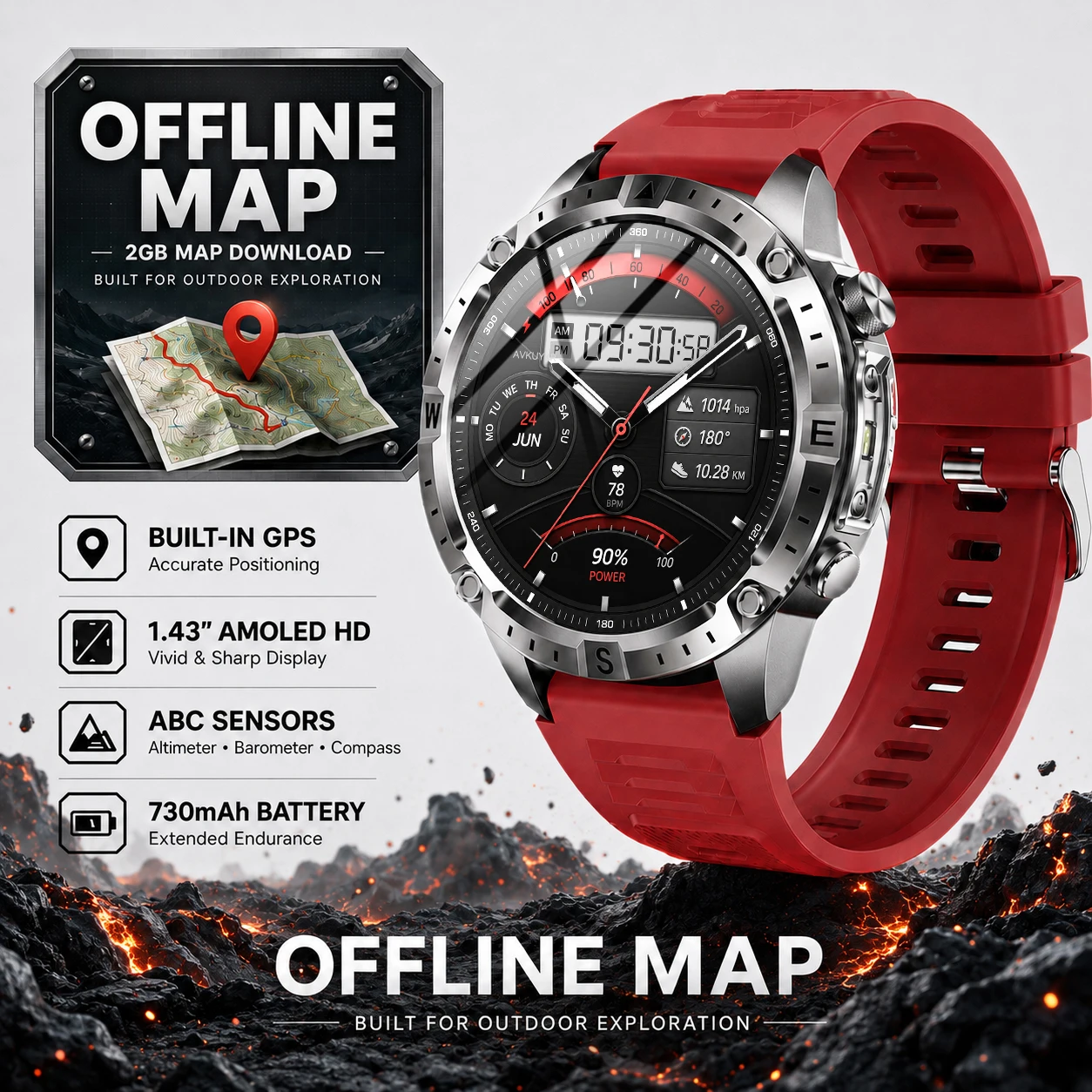 2026 New Upgraded Offline Map GPS Smart Watch 2GB Map Download 730mAh Battery 1.43 AMOLED Built-in GPS ABC Sensors Sports Watch
2026 New Upgraded Offline Map GPS Smart Watch 2GB Map Download 730mAh Battery 1.43 AMOLED Built-in GPS ABC Sensors Sports Watch