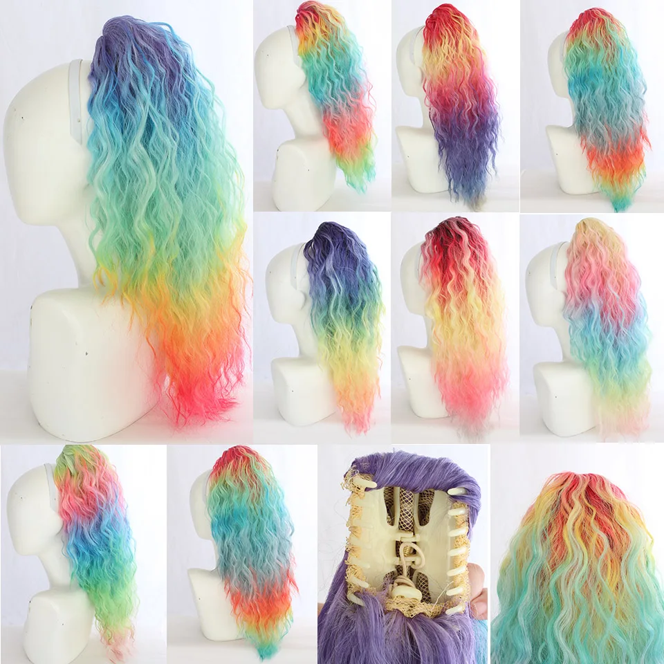 Claw in Synthetic Ponytail Hair Extensions 24" 150g Heat Resistant Fiber Long Curly Ombre Colored Rainbow Hairpieces For Women
Claw in Synthetic Ponytail Hair Extensions 24" 150g Heat Resistant Fiber Long Curly Ombre Colored Rainbow Hairpieces For Women