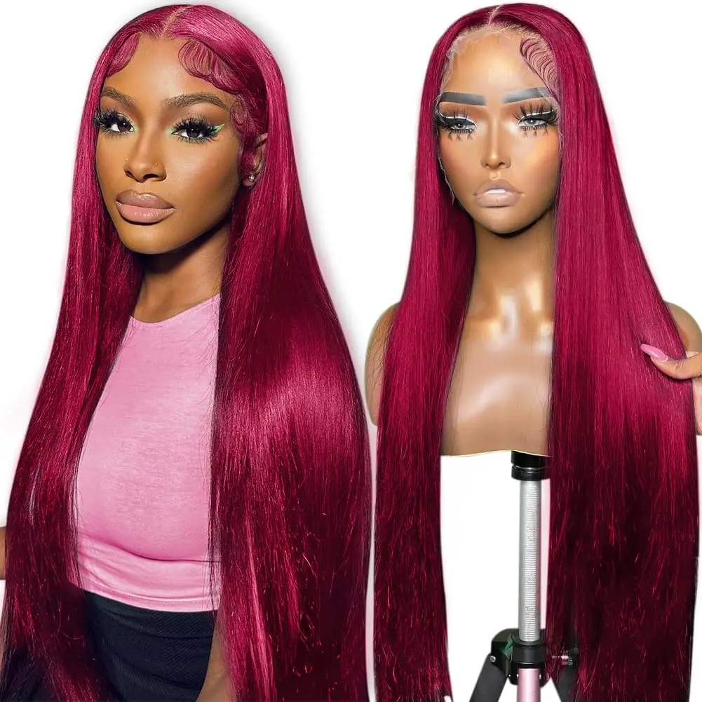 Burgundy Lace Frontal 13x6 Bone Straight Human Hair Wig Brazilian 99J Red Colored 13x4 Lace Front Human Hair Wig For Black Women
Burgundy Lace Frontal 13x6 Bone Straight Human Hair Wig Brazilian 99J Red Colored 13x4 Lace Front Human Hair Wig For Black Women