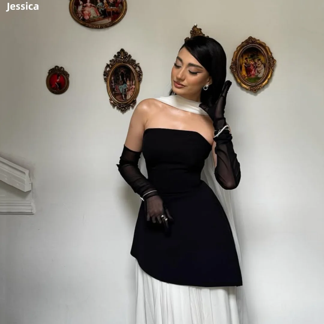 Jessica Black Evening Dresses White Chiffon Prom Dresses Sexy Strapless lady Formal Occasions Vestidos De Fiesta Customized
Jessica Black Evening Dresses White Chiffon Prom Dresses Sexy Strapless lady Formal Occasions Vestidos De Fiesta Customized