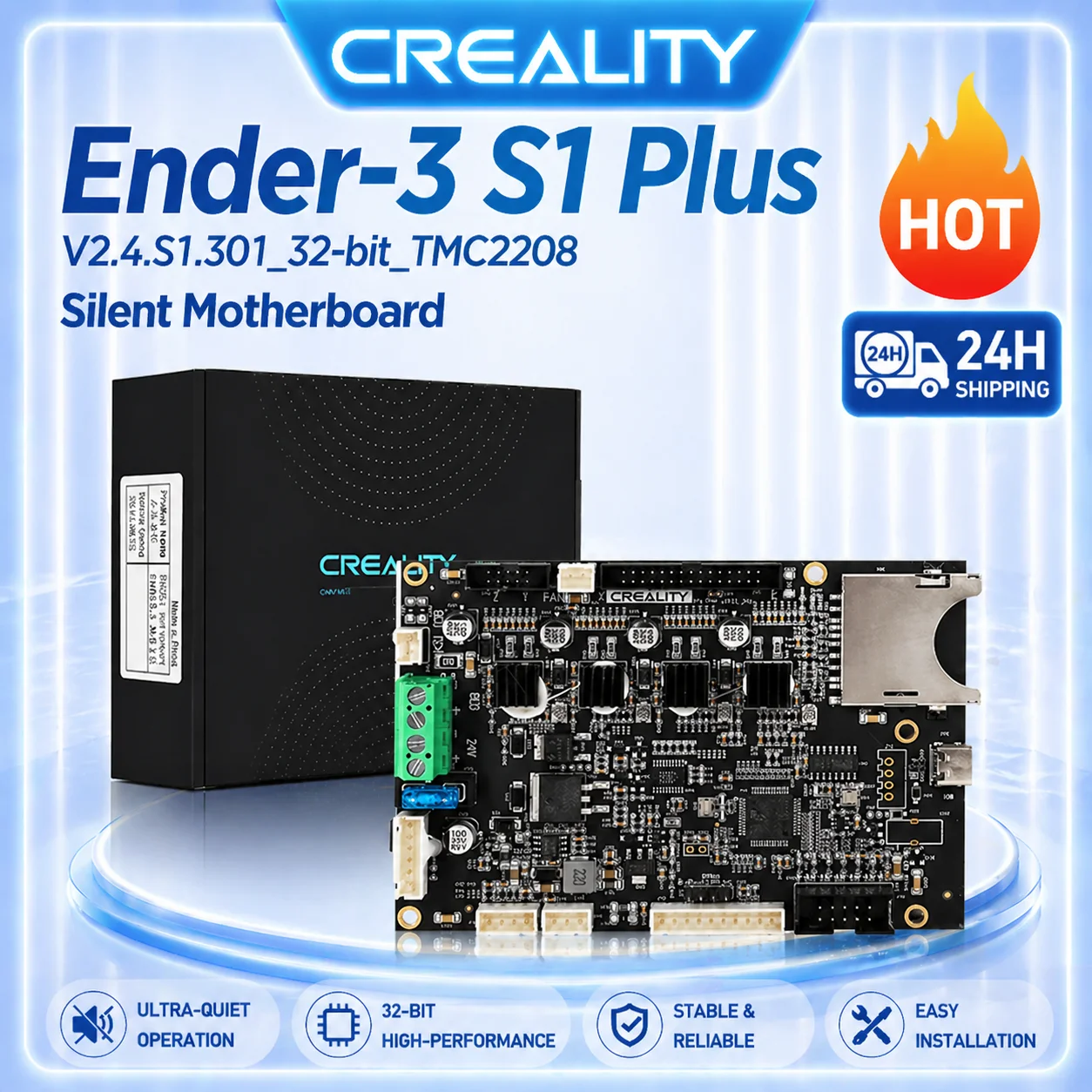 Creality Original Ender-3 S1 Plus Silent Mainboard V2.4.S1.301 32 bit TMC2208_F401RCT6 Upgrade Silent Printing
Creality Original Ender-3 S1 Plus Silent Mainboard V2.4.S1.301 32 bit TMC2208_F401RCT6 Upgrade Silent Printing