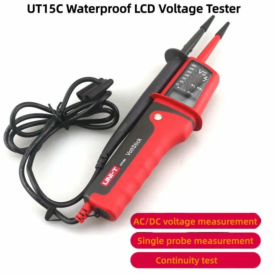UNI-T UT15C Waterproof Voltage Tester Pen AC DC 12V-690V LCD Display Phase Rotation Detector IP65 Continuity Electrician Tool
UNI-T UT15C Waterproof Voltage Tester Pen AC DC 12V-690V LCD Display Phase Rotation Detector IP65 Continuity Electrician Tool