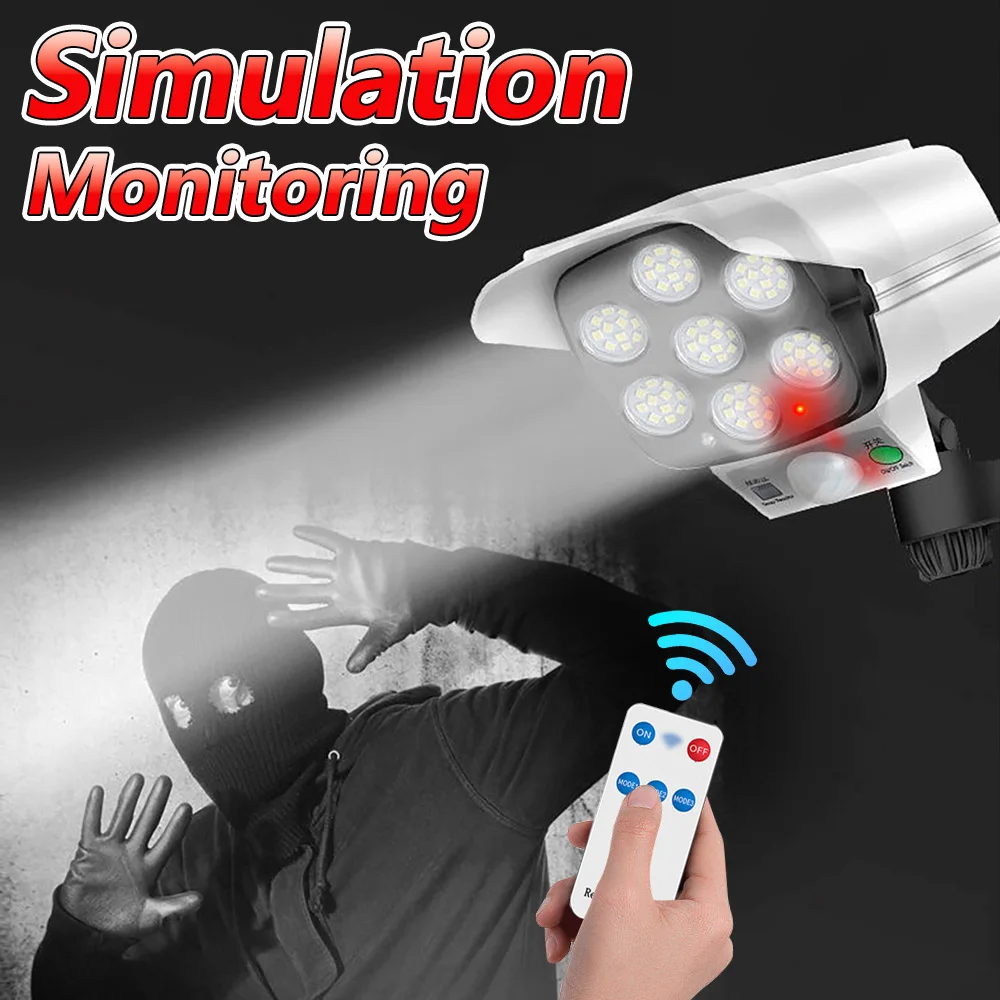 Outdoor Solar Lights With Motion Sensor Remote Controller FloodLights Wireless 77LED Fake Security Camera for Garden Decoration
Outdoor Solar Lights With Motion Sensor Remote Controller FloodLights Wireless 77LED Fake Security Camera for Garden Decoration