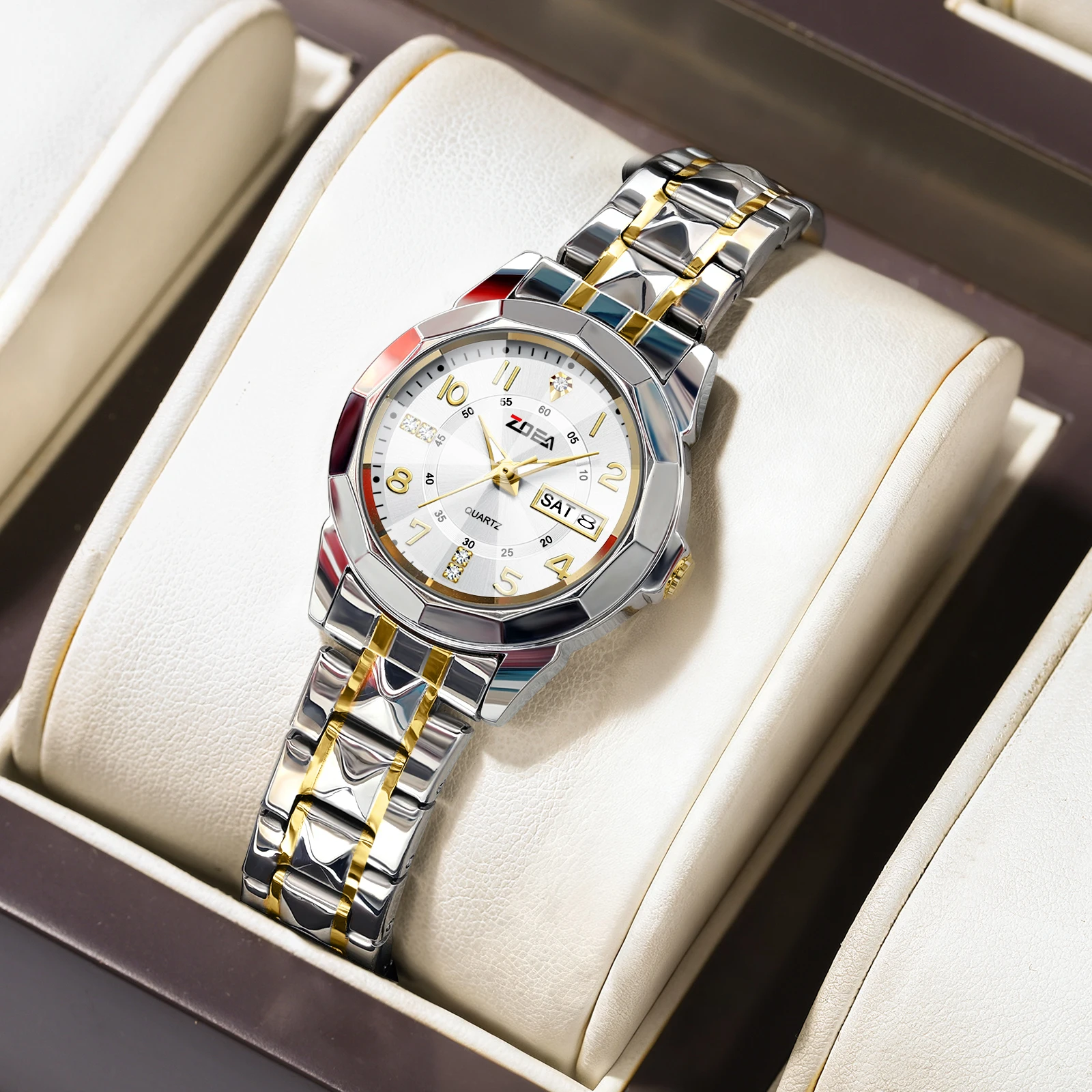 ZOEA Women's Quartz Watch Rhinestone Dial Dual Calendar Luminous Hands 30M Waterproof Stainless Steel Bracelet Ladies Wristwatch
ZOEA Women's Quartz Watch Rhinestone Dial Dual Calendar Luminous Hands 30M Waterproof Stainless Steel Bracelet Ladies Wristwatch