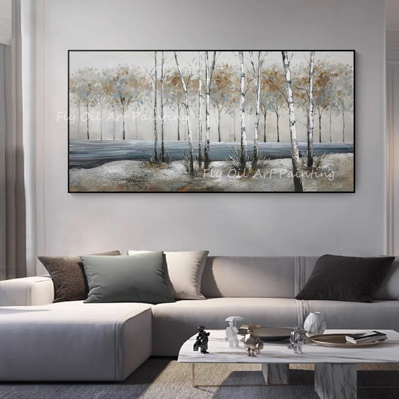 100% Hand Painted tree forest large size picture grey canvas thick modern texture oil painting for office living room gift
100% Hand Painted tree forest large size picture grey canvas thick modern texture oil painting for office living room gift