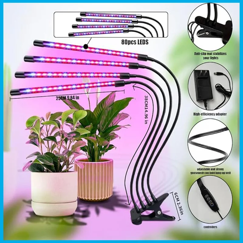 Grow Lights for Indoor Plants Full Spectrum,Clip Plant Light,LED Grow Lamp Adjustable Gooseneck with 3/9/12H for Small Plants
Grow Lights for Indoor Plants Full Spectrum,Clip Plant Light,LED Grow Lamp Adjustable Gooseneck with 3/9/12H for Small Plants