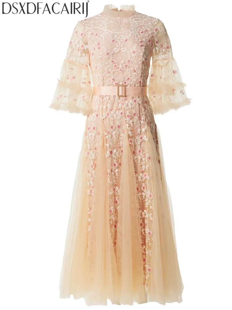 DSXDFACAIRIJ Women's New model O-Neck Flare Sleeves Embroidery Sashes Spring Summer Vintage Dresses
DSXDFACAIRIJ Women's New model O-Neck Flare Sleeves Embroidery Sashes Spring Summer Vintage Dresses