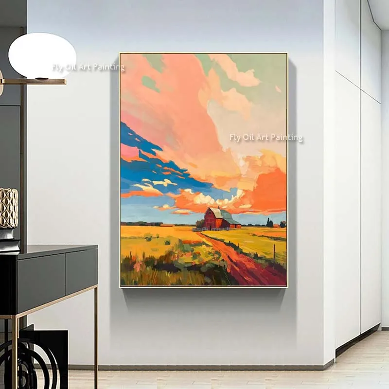 Wisconsin Farm Art Landscape Mounted Oil Painting Hand Painted Farmland Skies Colorful Landscape Canvas Painting Modern Decor
Wisconsin Farm Art Landscape Mounted Oil Painting Hand Painted Farmland Skies Colorful Landscape Canvas Painting Modern Decor