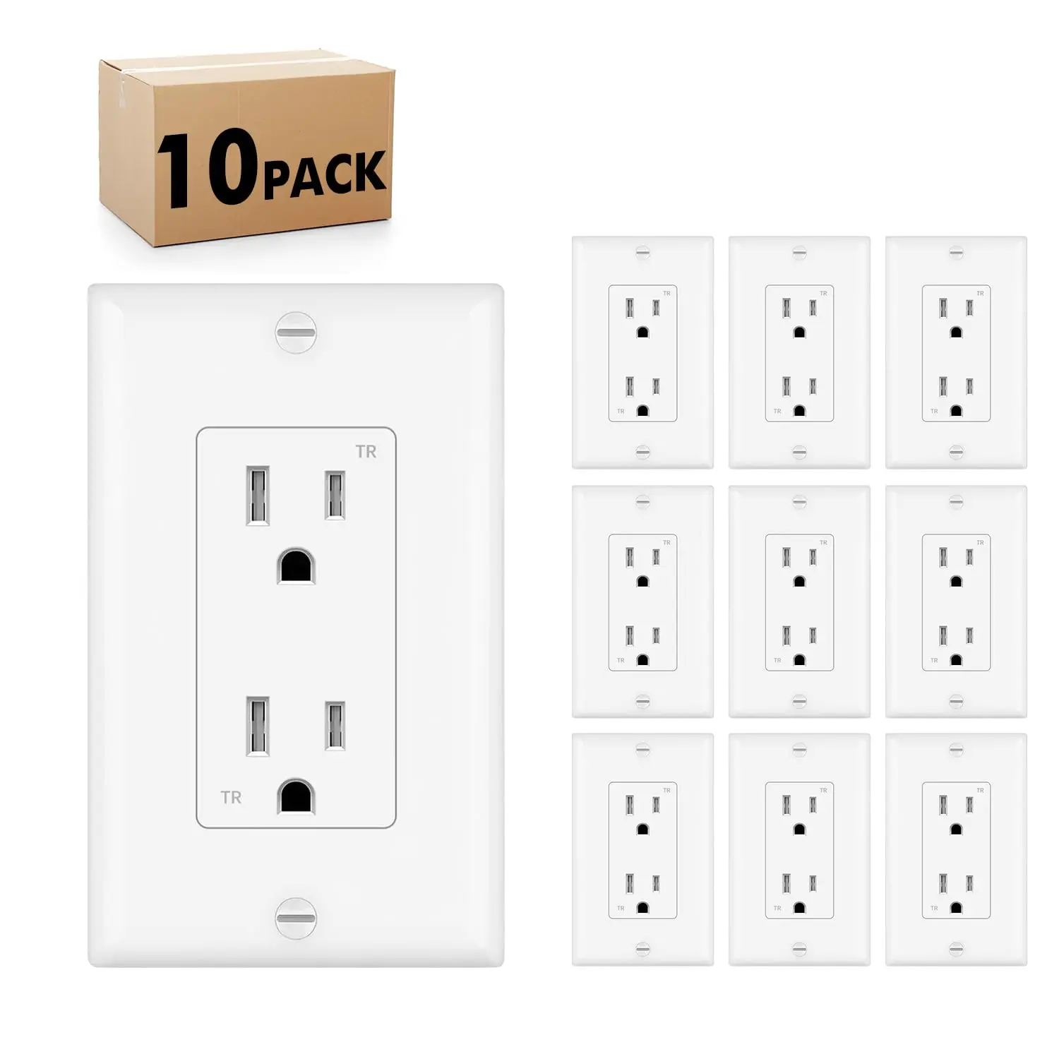 10pack Decorator Receptacle Outlet, Decorative Socket Outlet, 15 Amp 125 Volt, Tamper Resistant, Grounding UL Listed White
10pack Decorator Receptacle Outlet, Decorative Socket Outlet, 15 Amp 125 Volt, Tamper Resistant, Grounding UL Listed White