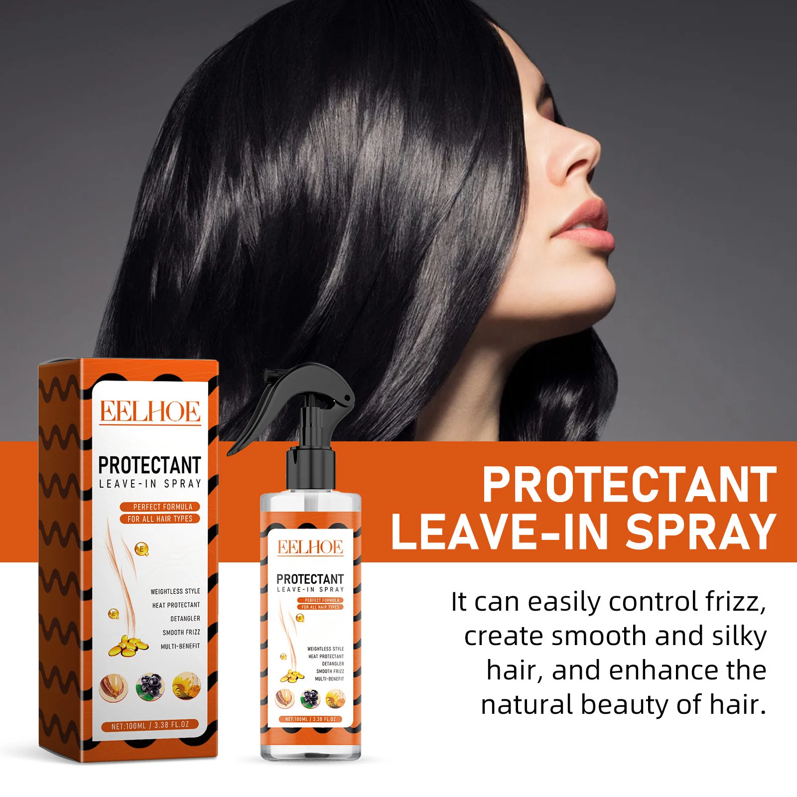 Eelhoe 100ml Hair Nourishing Spray No Wash Anti Frizz Gloss Oil Control Shiny Moisturizing Dry Repair Split Ends Hair Spray
Eelhoe 100ml Hair Nourishing Spray No Wash Anti Frizz Gloss Oil Control Shiny Moisturizing Dry Repair Split Ends Hair Spray