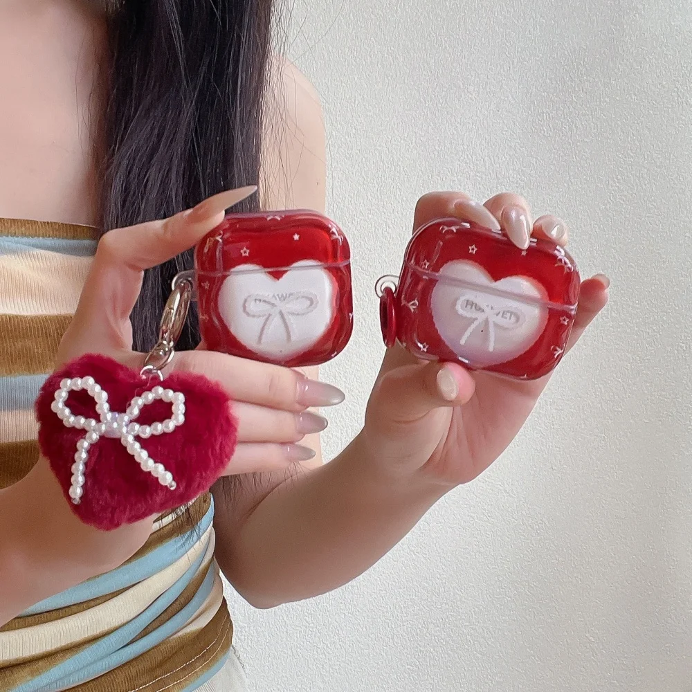 Fashion Korean Ins Red Love Earphone Case For Apple Airpods 1 2 3 4 Pro2 Pro3 Luxury Shockproof Protective Case With Charm Girls
Fashion Korean Ins Red Love Earphone Case For Apple Airpods 1 2 3 4 Pro2 Pro3 Luxury Shockproof Protective Case With Charm Girls