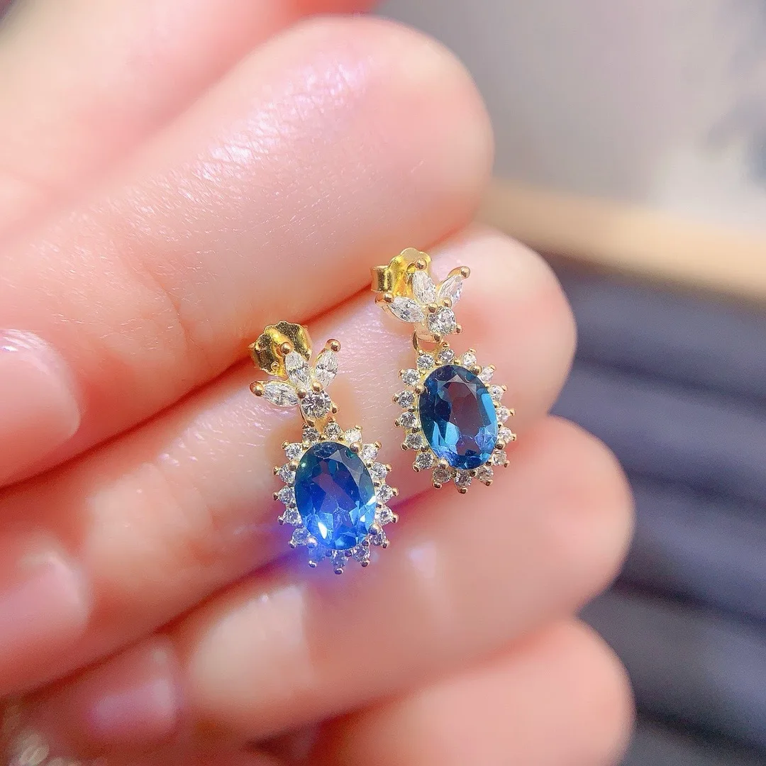 Boutique Jewelry Natural Sky Blue Topaz Gemstone 5x7mm Women's Plated 18K Gold Earrings 925 Pure Silver Gift for Girlfriend
Boutique Jewelry Natural Sky Blue Topaz Gemstone 5x7mm Women's Plated 18K Gold Earrings 925 Pure Silver Gift for Girlfriend