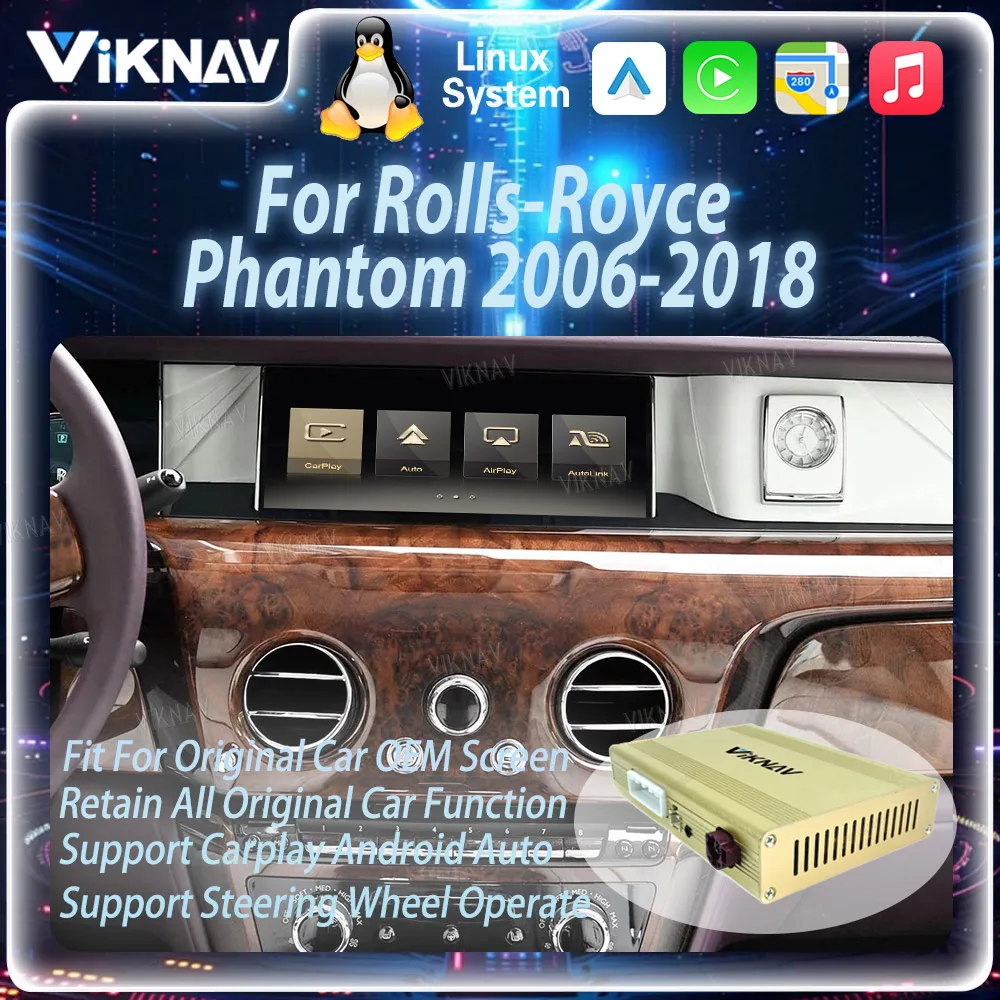 Viknav Linux System Decoder Box For Rolls-Royce Phantom 2006-2018 Airplay Carplay Android Auto plug and play Mirror Link
Viknav Linux System Decoder Box For Rolls-Royce Phantom 2006-2018 Airplay Carplay Android Auto plug and play Mirror Link