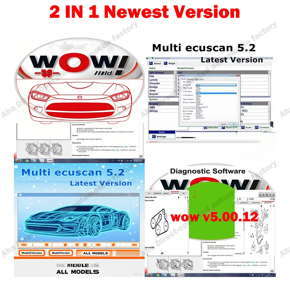 New W-ur-th WOW V5.00.12 R2 OBD2 Scanner Software Multi-languages with Keygen + Multiecuscan 5.2 work for ELM327 Repair Software
New W-ur-th WOW V5.00.12 R2 OBD2 Scanner Software Multi-languages with Keygen + Multiecuscan 5.2 work for ELM327 Repair Software