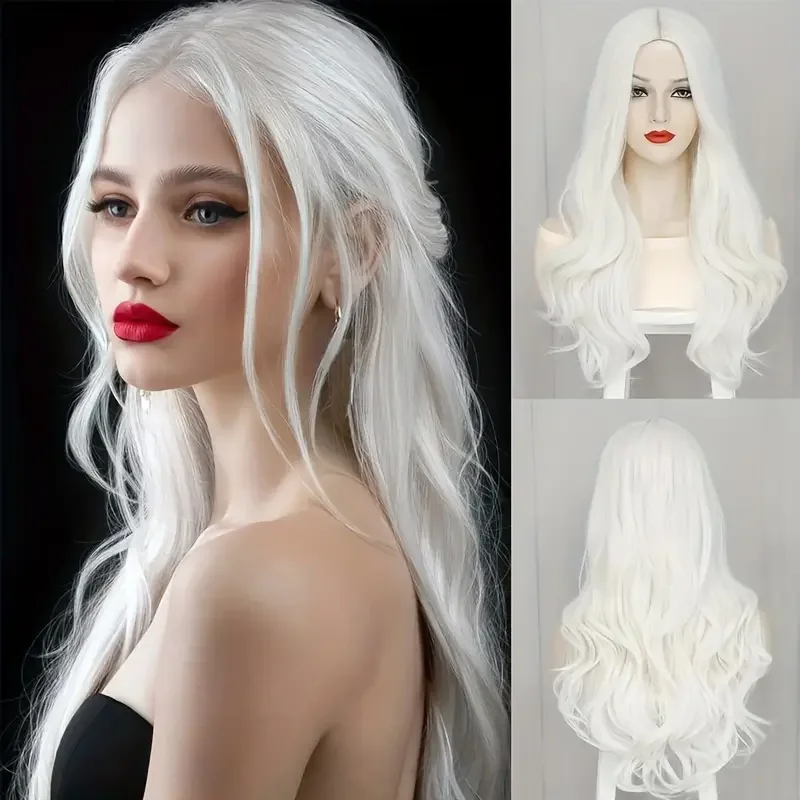 White Wig 26 inch Curly Wavy White Wig Women,Heat Resistant Fiber Chemical Fiber Wig White Cosplay
White Wig 26 inch Curly Wavy White Wig Women,Heat Resistant Fiber Chemical Fiber Wig White Cosplay