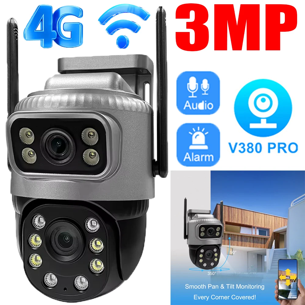 3MP Dual Lens 4G WiFi Outdoor Wireless Security Camera with Audio Two-way Audio Home Surveillance Cameras Automatic Alarm V380
3MP Dual Lens 4G WiFi Outdoor Wireless Security Camera with Audio Two-way Audio Home Surveillance Cameras Automatic Alarm V380