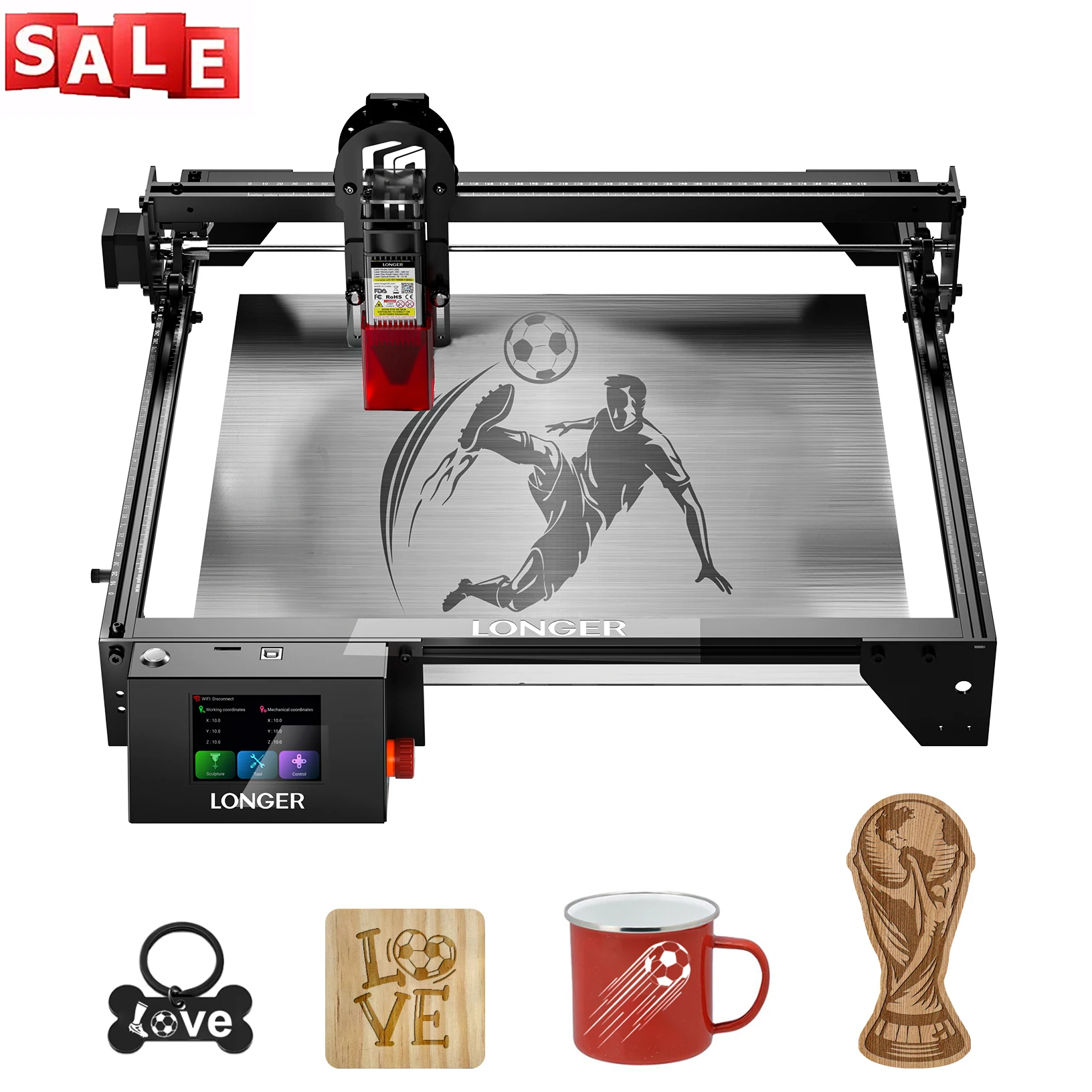 LONGER RAY5 Smart Laser Cutter & Engraver 20W 10W 5W WiFi Touchscreen 400x400mm DIY Machine for 2026 Soccer Gifts Wood Acrylic Leather LightBurn LaserGRBL
LONGER RAY5 Smart Laser Cutter & Engraver 20W 10W 5W WiFi Touchscreen 400x400mm DIY Machine for 2026 Soccer Gifts Wood Acrylic Leather LightBurn LaserGRBL