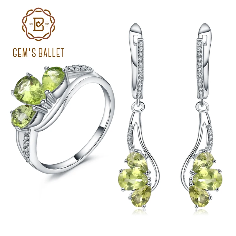 GEM'S BALLET Natural Green Peridot Dangle Earrings Ring Jewelry Sets Genuine 925 Sterling Silver Vintage Fine Jewelry For Women
GEM'S BALLET Natural Green Peridot Dangle Earrings Ring Jewelry Sets Genuine 925 Sterling Silver Vintage Fine Jewelry For Women