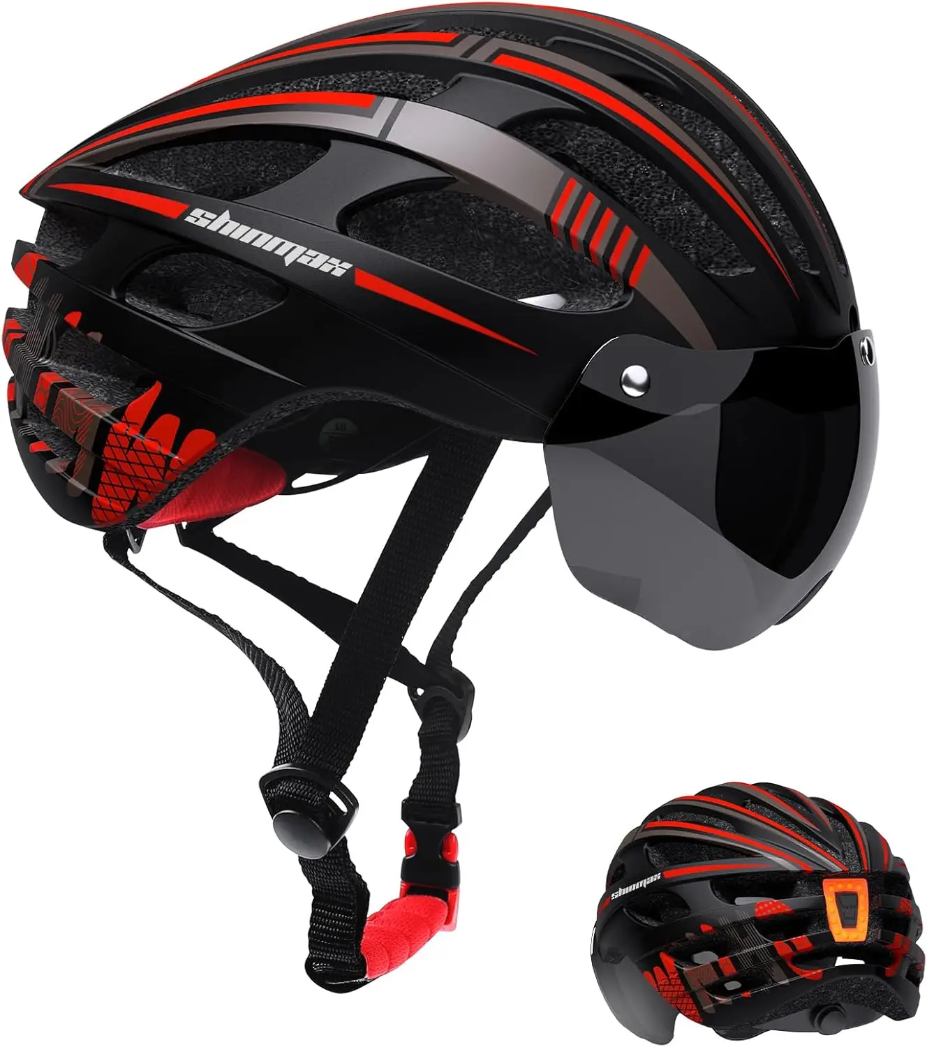 Shinmax Bike Helmet with USB Rear Light & UV400 Goggles, Adjustable Lightweight for Men Women, Ideal for Mountain & Road Biking
Shinmax Bike Helmet with USB Rear Light & UV400 Goggles, Adjustable Lightweight for Men Women, Ideal for Mountain & Road Biking