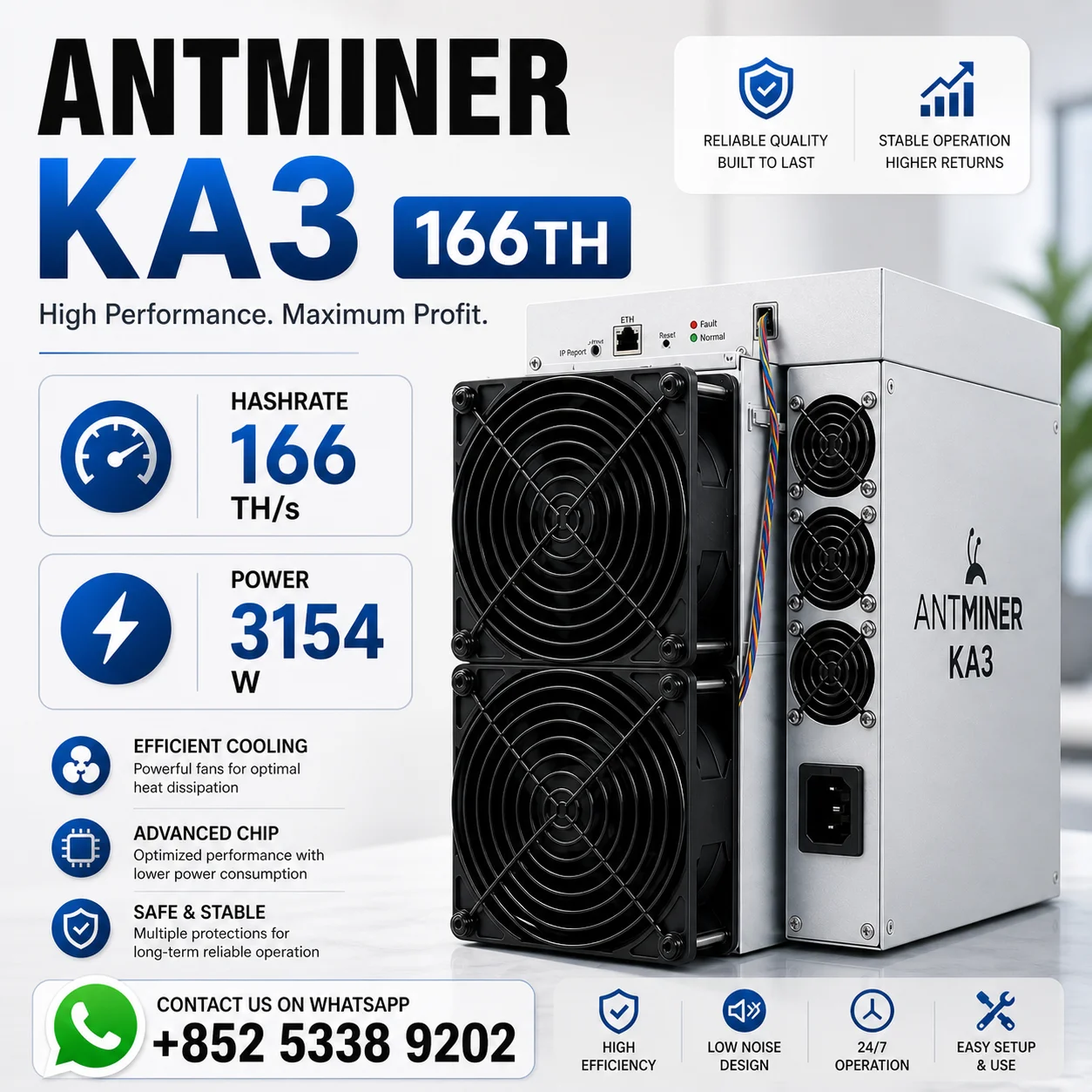 GO‼️‼️Antminer KA3 166TH/s Kadena Miner | 3154W KDA ASIC Mining Machine | High Efficiency Blake2S Crypto Miner | Industr
GO‼️‼️Antminer KA3 166TH/s Kadena Miner | 3154W KDA ASIC Mining Machine | High Efficiency Blake2S Crypto Miner | Industr