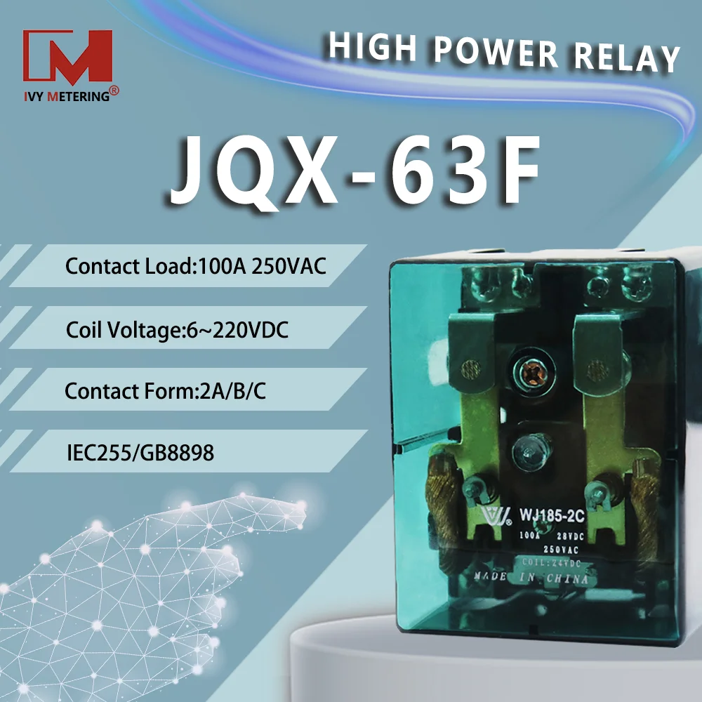 JQX 63F Relay 24vac dpdt relay 12v 100A ge relay switch High Power Relay Electronmagnetic Relay WJ185
JQX 63F Relay 24vac dpdt relay 12v 100A ge relay switch High Power Relay Electronmagnetic Relay WJ185