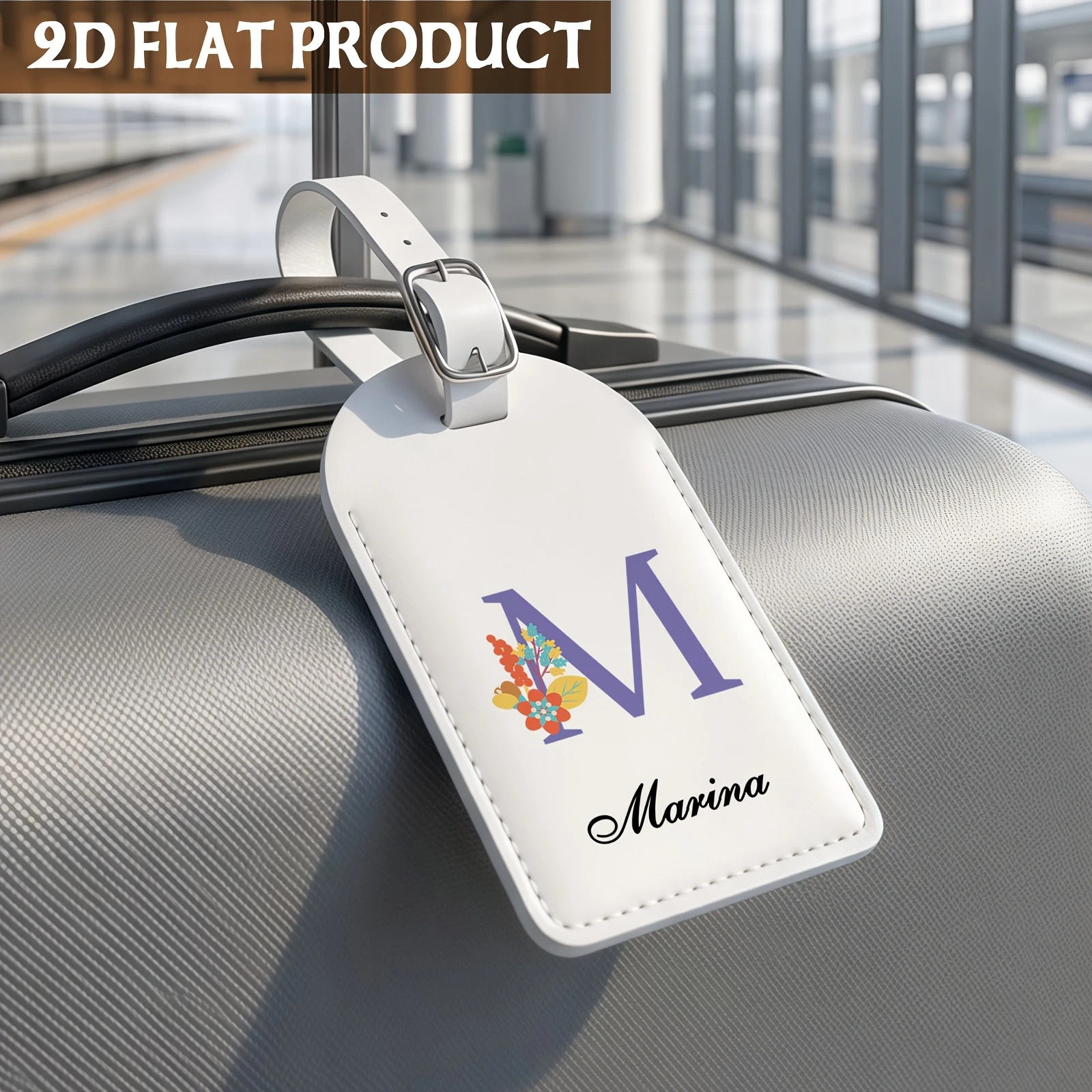 Personalized White Synthetic Leather Luggage Tag - Custom Initial & Name ID Label for Suitcase, Business Travel & Vacation
Personalized White Synthetic Leather Luggage Tag - Custom Initial & Name ID Label for Suitcase, Business Travel & Vacation